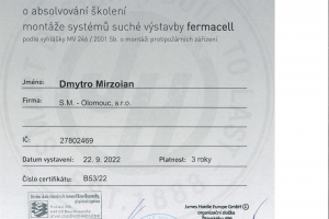 Certifikát Fermacell